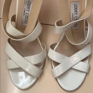 Almost brand new. Jimmy Choo white heels open toe. Strappy